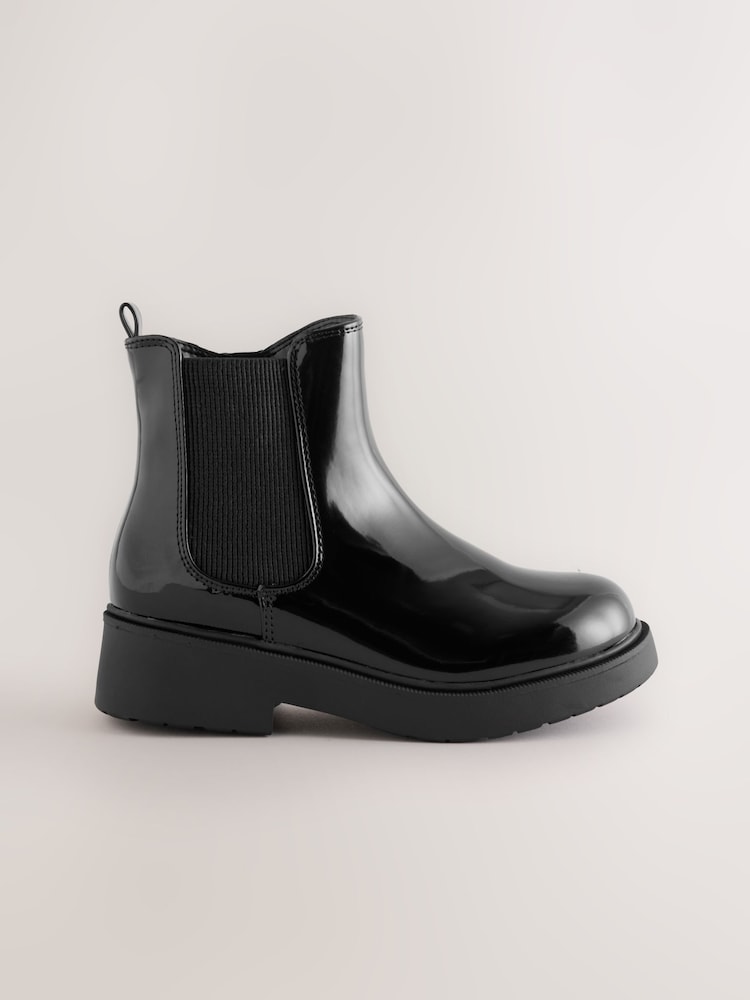 Black Patent Standard Fit (F) Chelsea Ankle Boots - Image 2 of 5 Black Patent Standard Fit (F) Chelsea Ankle Boots - Image 2 of 5
