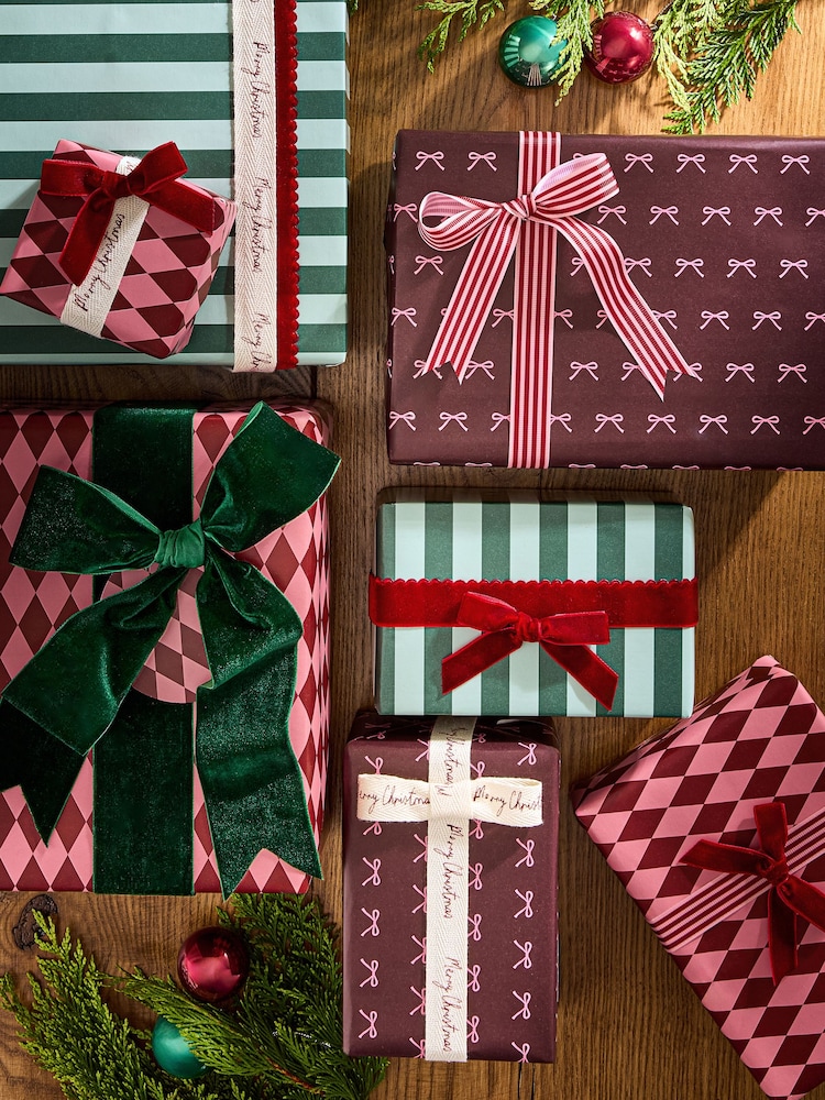 Red and Pink Christmas Wrap Gift Ribbon Accessory Pack - Image 2 of 3