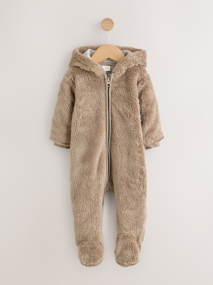 Brown Quilted Hooded Nylon Baby All-In-One - Image 1 of 7 Brown Quilted Hooded Nylon Baby All-In-One - Image 1 of 7