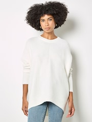 Cream - Apricot Chevron Knit Batwing Jumper - Imaginea 1 din 5