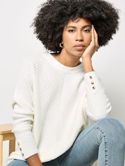 Cream - Apricot Chevron Knit Batwing Jumper - Imaginea 5 din 5