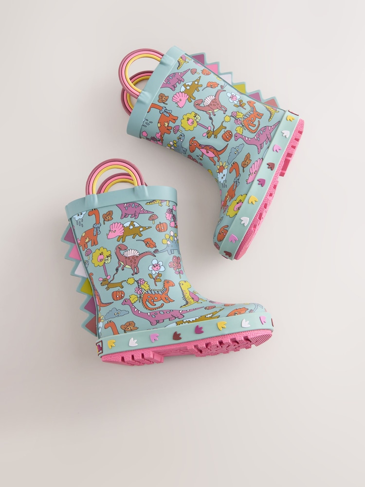 Teal Blue Dinosaur Handle Wellies - Image 5 of 5 Teal Blue Dinosaur Handle Wellies - Image 5 of 5