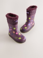 Purple Spot Thinsulate Lined Cuff Wellies - Image 1 of 5