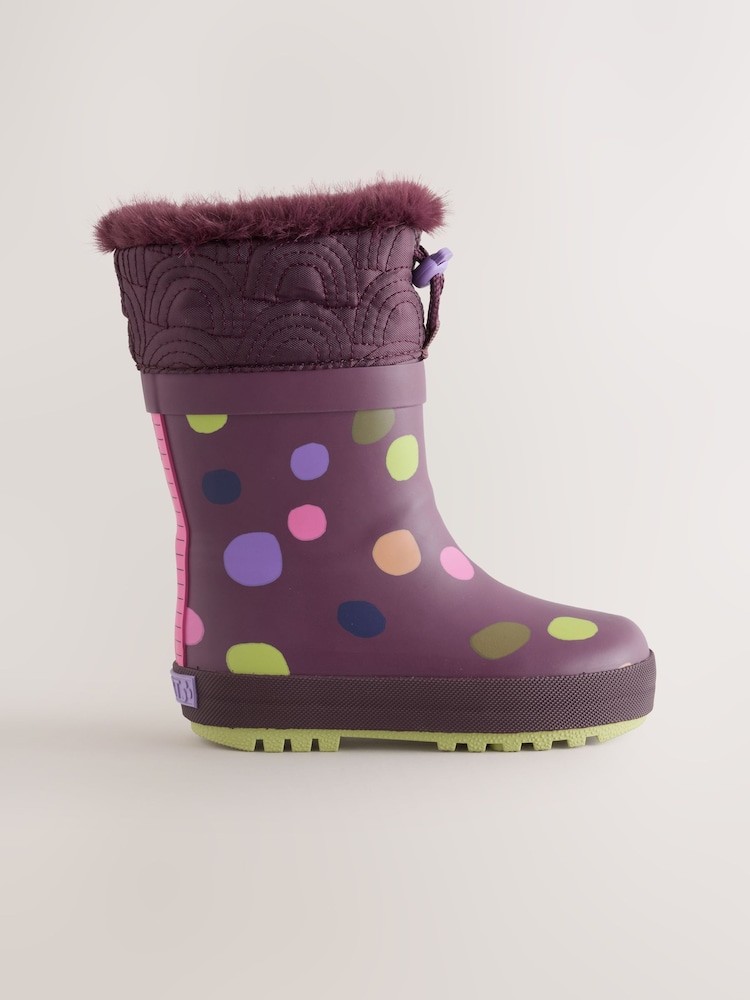 Purple Spot Thinsulate Lined Cuff Wellies - Image 2 of 5 Purple Spot Thinsulate Lined Cuff Wellies - Image 2 of 5