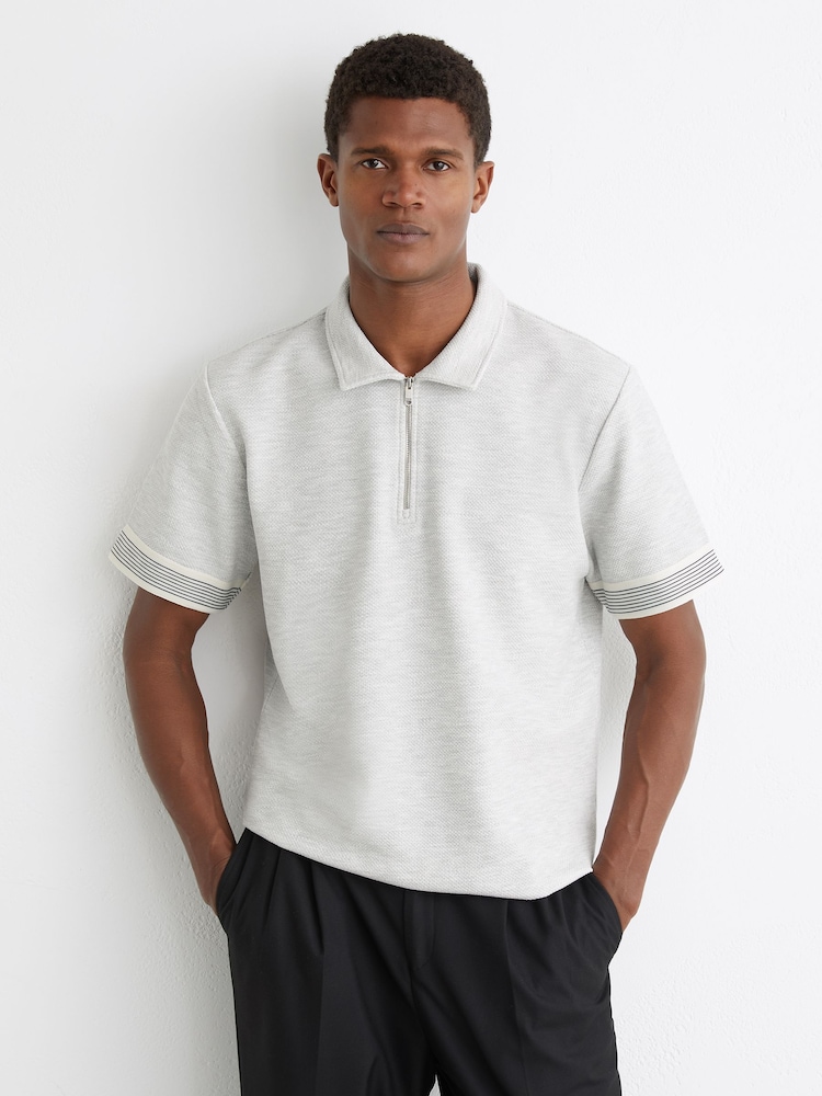 Reiss Grey Melange Bruno Polo Shirts - Image 1 of 6