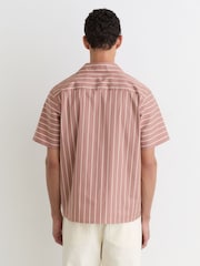 Reiss Dusty Pink Vanfleet Cotton-Blend Stripe Cuban-Collar Shirt - Image 6 of 7