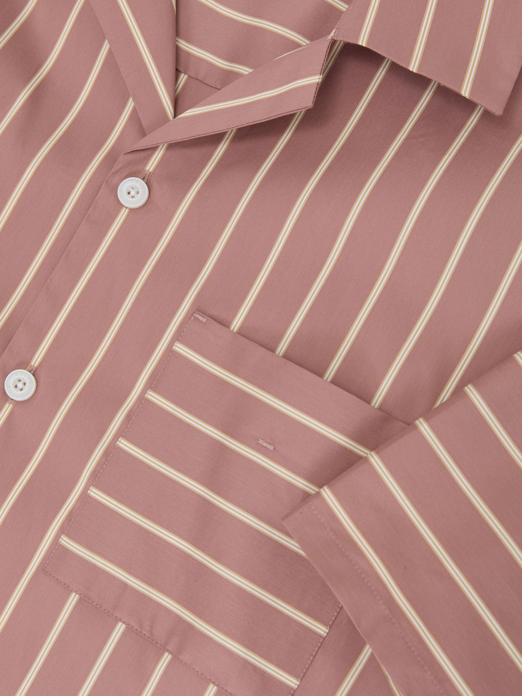 Dyu  カレンシャツシルクハンドメイドトップス ピンクブラウン Buy Reiss Dusty Pink Vanfleet Cotton-Blend Stripe Cuban-Collar
