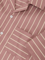 Reiss Dusty Pink Vanfleet Cotton-Blend Stripe Cuban-Collar Shirt - Image 7 of 7
