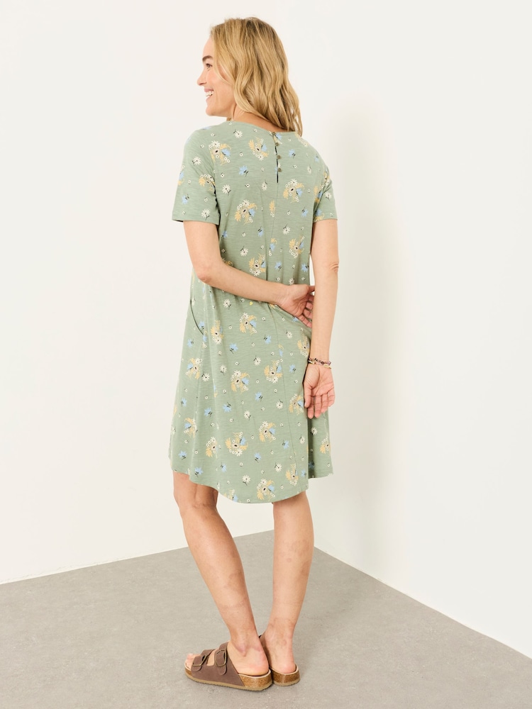 FatFace Simone Sage Green Posie Petite Jersey Dress - Image 2 of 6