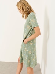 FatFace Simone Sage Green Posie Petite Jersey Dress - Image 4 of 6