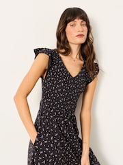 FatFace Demi Black Mini Paisley Petite Jersey Midi Dress - Image 3 of 4