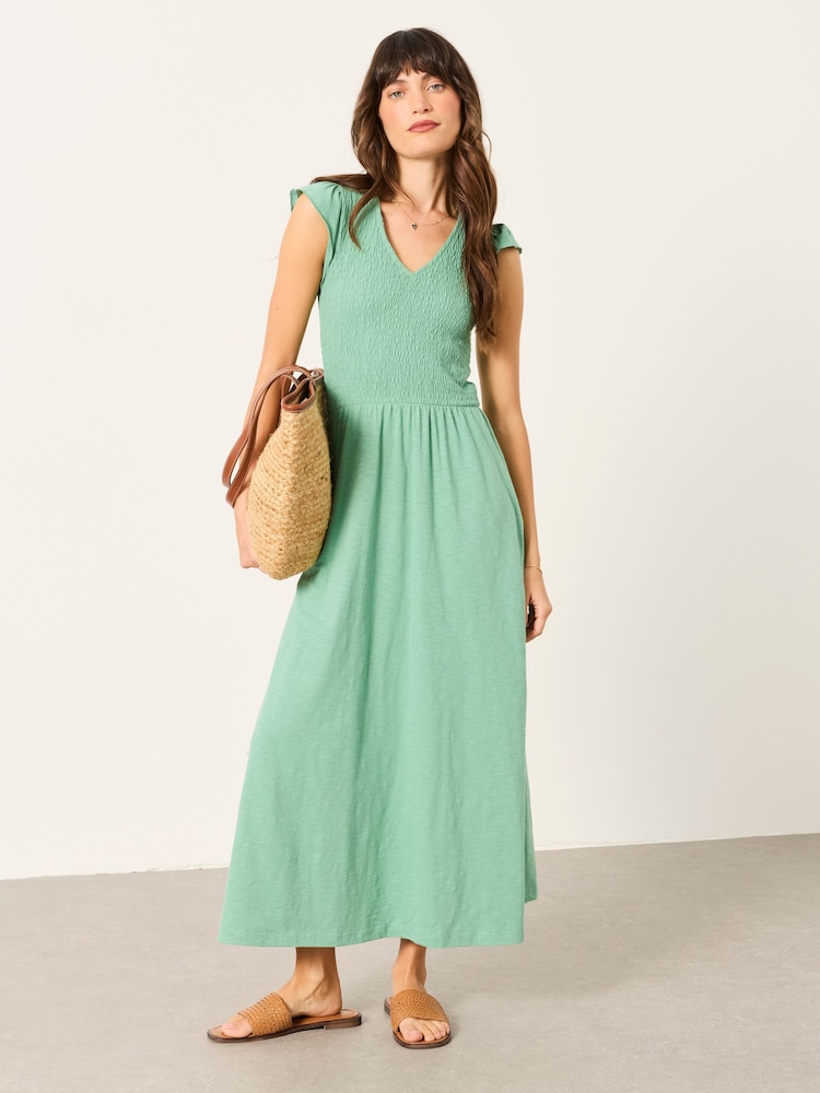 FatFace Demi Green Jersey Midi Dress - Image 1 of 4