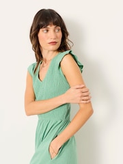 FatFace Demi Green Jersey Midi Dress - Image 3 of 4