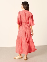 FatFace Paige Red Coral Texture Midi Dress - Image 2 of 6