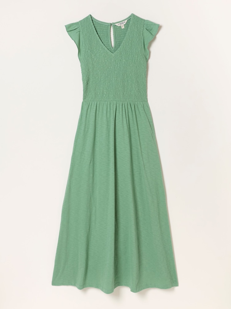 FatFace Demi Green Petite Jersey Midi Dress - Image 5 of 5