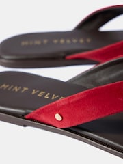 Mint Velvet Red Lula Suede Flip Flop Sandals - Image 3 of 4