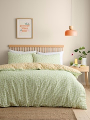 Fusion Yellow Retro Daisy Floral Print Easy Care Duvet Cover Set - Image 3 of 5