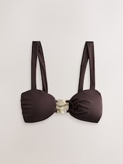 Chocolate Brown Hardware Wide Strap Crop Bikini Top - Image 7 of 9