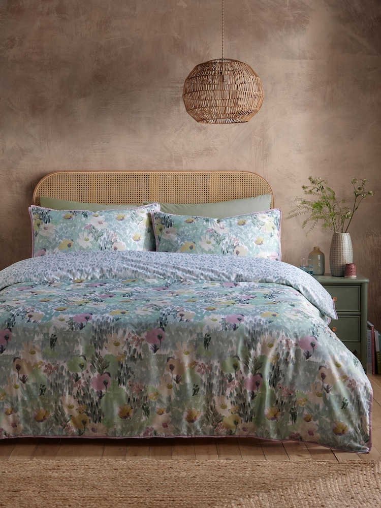 Appletree Green Abstract Floral Duvet Cover Set - Image 1 of 5