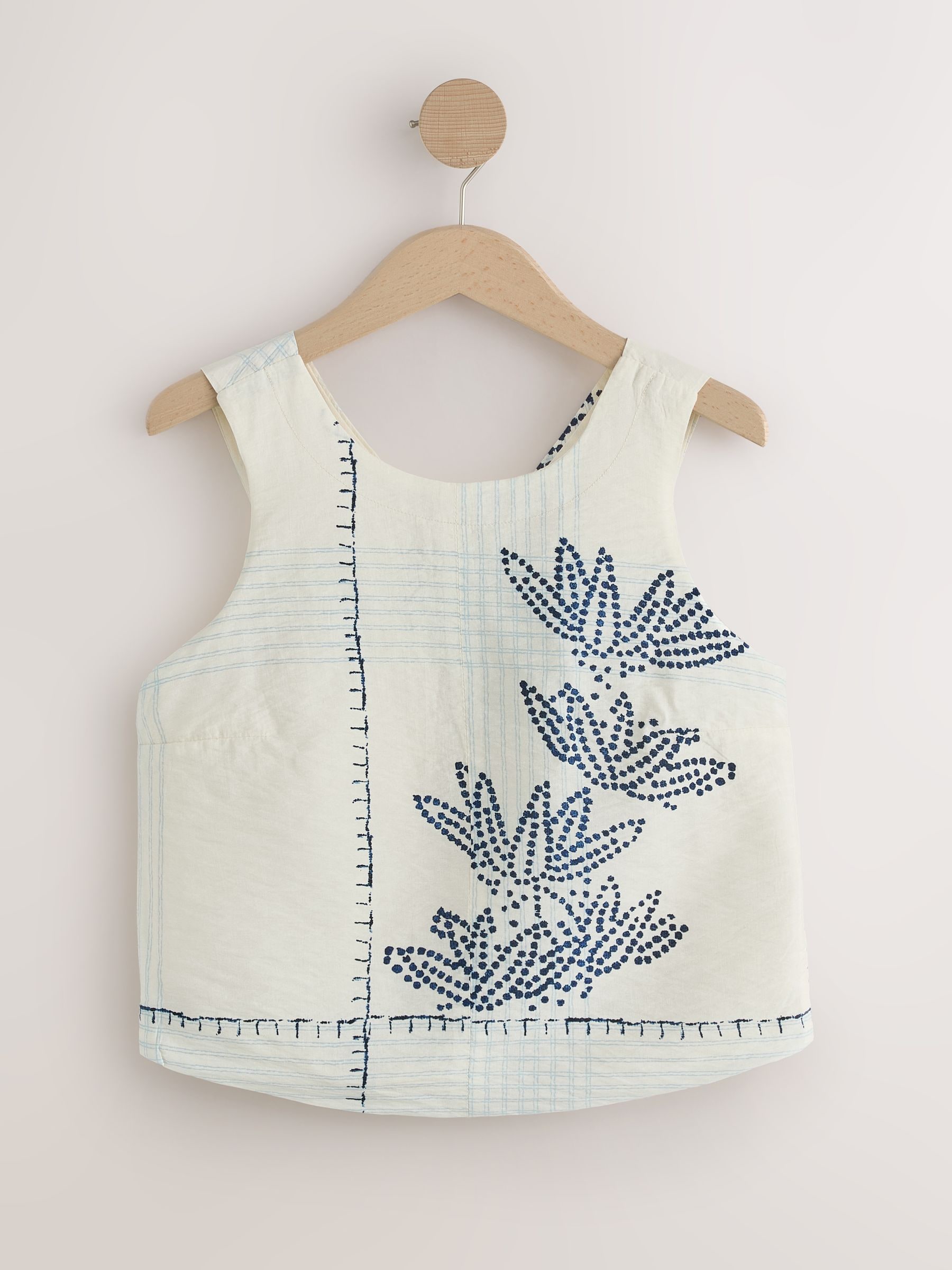 トップス cana Buy Ecru/Navy Palm Print Cross Back Top With Linen from Next Romania