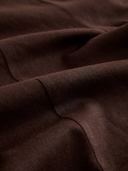 Chocolate Brown Linen Rich Wide Leg Trousers With Gold Buttons - Image 2 of 4