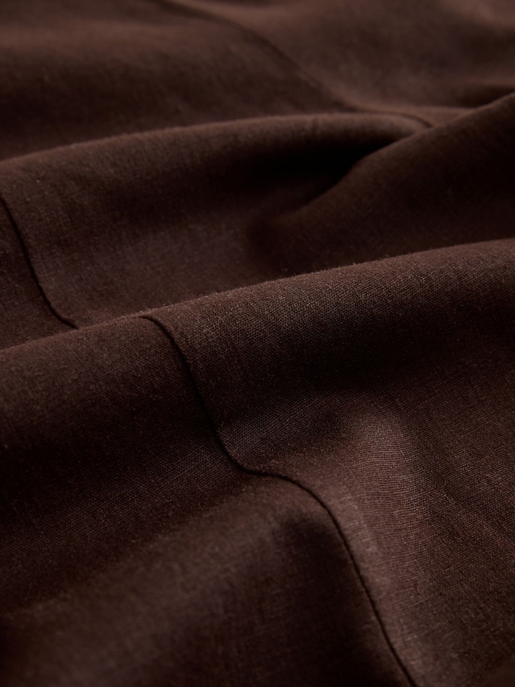 Chocolate Brown Linen Rich Wide Leg Trousers With Gold Buttons - Image 2 of 4 Chocolate Brown Linen Rich Wide Leg Trousers With Gold Buttons - Image 2 of 4
