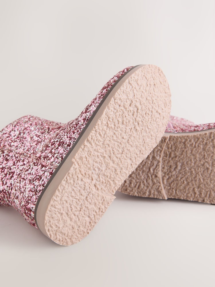 Pink Glitter Standard Fit (F) Western Ankle Boots - Image 5 of 5 Pink Glitter Standard Fit (F) Western Ankle Boots - Image 5 of 5