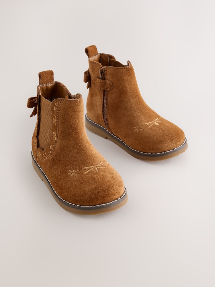 Ante marrón tostado - Bow Detail Chelsea Ankle Boots - Imagen 1 de 6 Ante marrón tostado - Bow Detail Chelsea Ankle Boots - Imagen 1 de 6