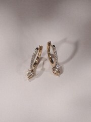 The Diamond Store White Stellato Heart Drop Hoop Earrings Lab Diamond 1.00ct in 18k Gold Vermeil - Image 4 of 5