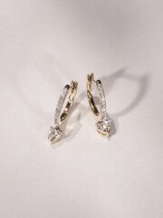 The Diamond Store White Stellato Heart Drop Hoop Earrings Lab Diamond 1.00ct in 18k Gold Vermeil - Image 5 of 5
