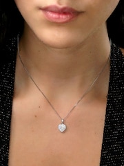 The Diamond Store White Lab Diamond Pave Heart Pendant Necklace 0.50ct H/Si in 9K Gold - Image 1 of 4