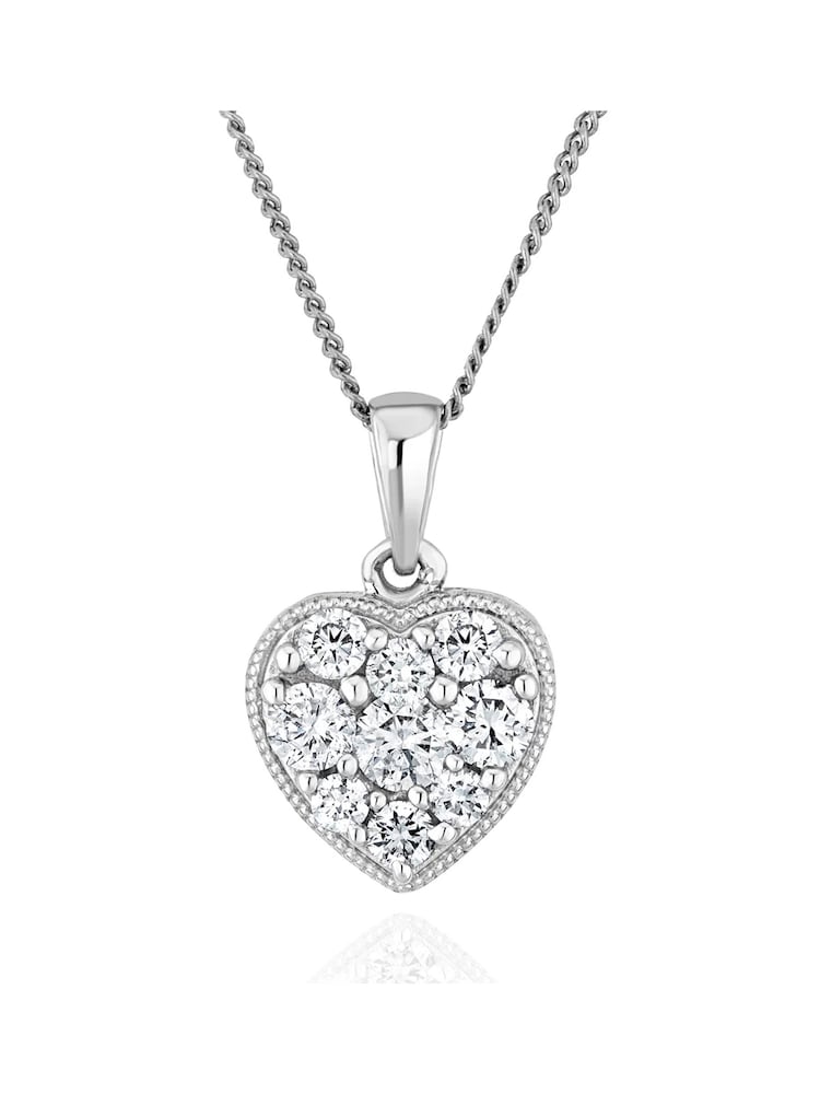 The Diamond Store White Lab Diamond Pave Heart Pendant Necklace 0.50ct H/Si in 9K Gold - Image 4 of 4