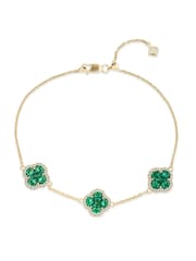 The Diamond Store Green Alegria 3 Clover Lab Emerald Bracelet 2.25ct in 18k Gold Vermeil - Image 1 of 6