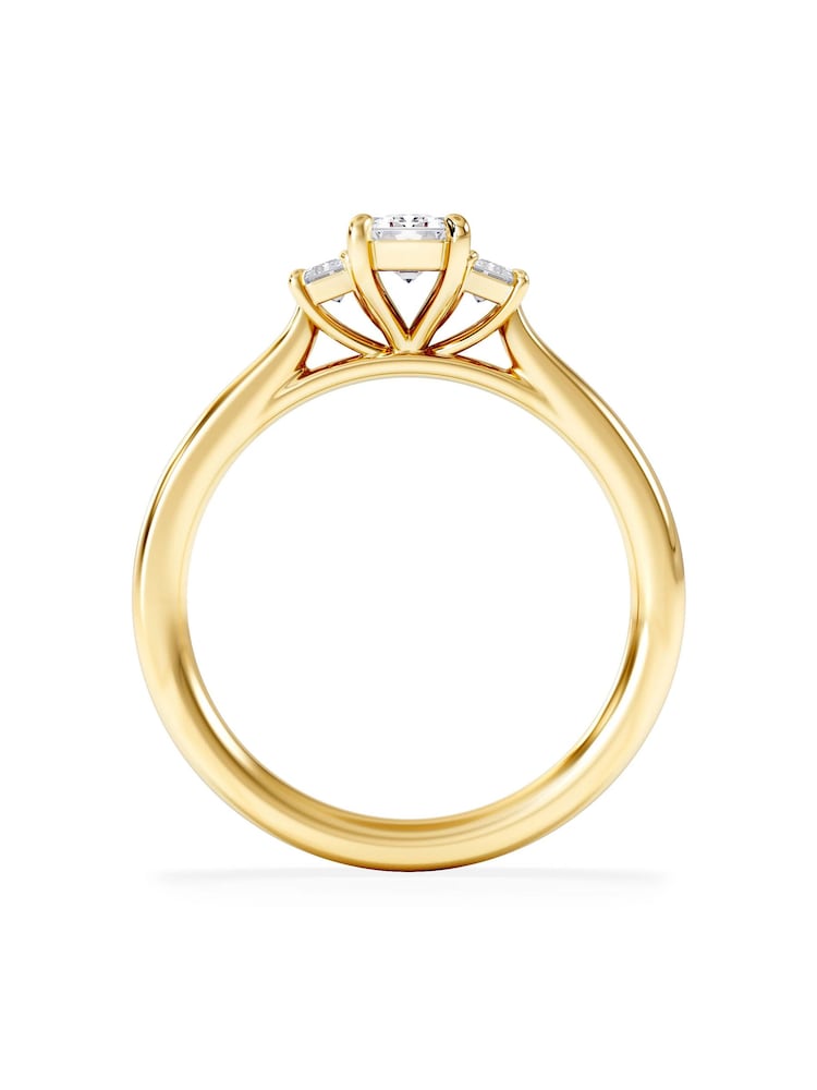 The Diamond Store White Evoke 3 Stone Emerald Cut Lab Diamond Ring 0.50ct in 18K Gold Vermeil - Image 2 of 7