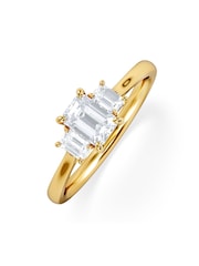 The Diamond Store White Evoke 3 Stone Emerald Cut Lab Diamond Ring 0.50ct in 18K Gold Vermeil - Image 4 of 7
