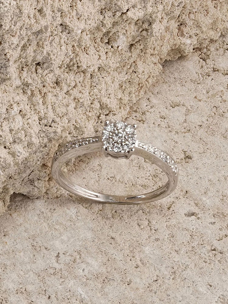 The Diamond Store White Masami Lab Diamond Engagement Ring 0.20ct Pave Set in 925 Sterling Silver - Image 1 of 3