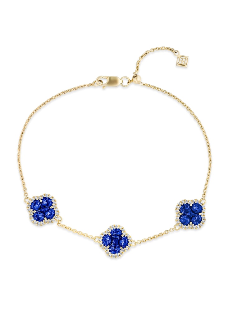 The Diamond Store Blue Alegria 3 Clover Lab Emerald Bracelet 2.25ct in 18k Gold Vermeil - Image 1 of 7