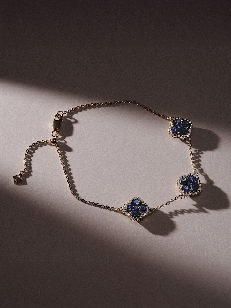 The Diamond Store Blue Alegria 3 Clover Lab Emerald Bracelet 2.25ct in 18k Gold Vermeil - Image 2 of 7