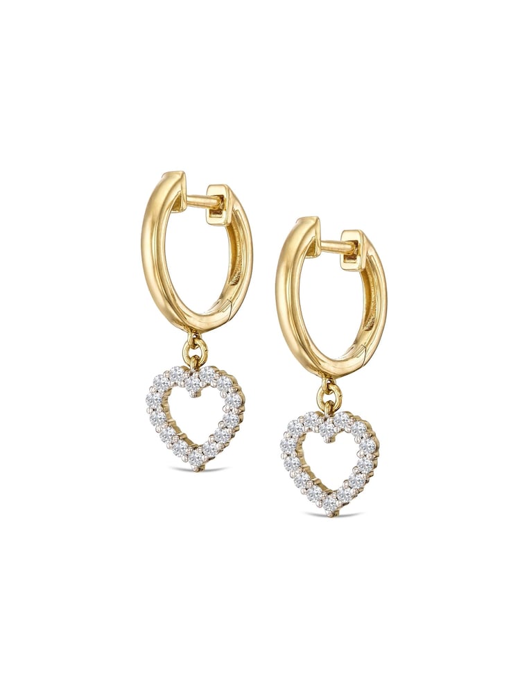 The Diamond Store White Heart Drop Huggie Lab Diamond Earrings 0.31ct in 18k Gold Vermeil - Image 2 of 4