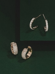 The Diamond Store White Micro Pave Huggies Lab Diamond Earrings 0.55ct in 18k Gold Vermeil - Image 7 of 7