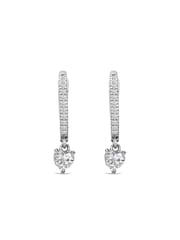 The Diamond Store White Stellato Heart Drop Hoop Earrings Lab Diamond 1.00ct in 925 Silver - Image 3 of 5