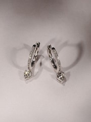 The Diamond Store White Stellato Heart Drop Hoop Earrings Lab Diamond 1.00ct in 925 Silver - Image 4 of 5