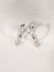 The Diamond Store White Stellato Heart Drop Hoop Earrings Lab Diamond 1.00ct in 925 Silver - Image 5 of 5
