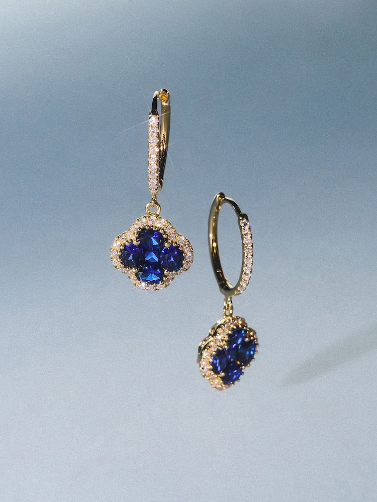 The Diamond Store Blue Alegria Lab Emerald Earrings 1.50ct in 18k Gold Vermeil - Image 1 of 4