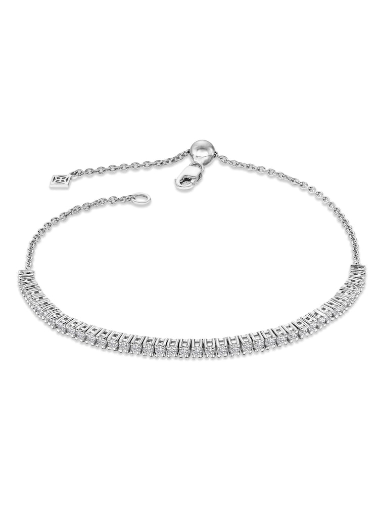 The Diamond Store White Adjustable Lab Diamond Tennis Bracelet 1.00ct in 925 Silver - Image 1 of 5
