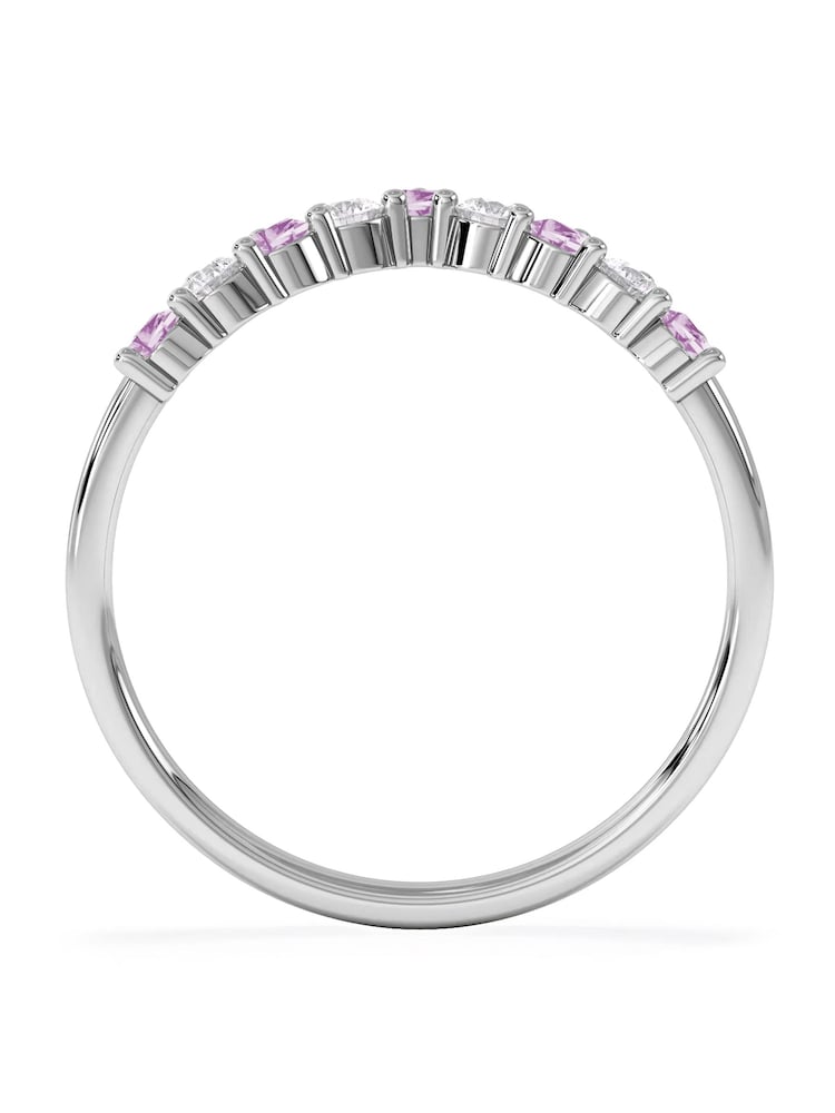 The Diamond Store Pink White Sapphire and Lab Diamond Wishbone Ring in 9K Yellow Gold - Image 1 of 6