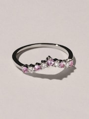 The Diamond Store Pink White Sapphire and Lab Diamond Wishbone Ring in 9K Yellow Gold - Image 4 of 6