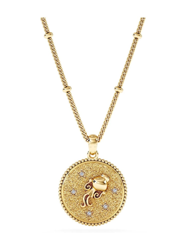 The Diamond Store Aquarius Zodiac Medallion Necklace Lab Grown 0.02ct in 18K Gold Vermeil - Image 1 of 3