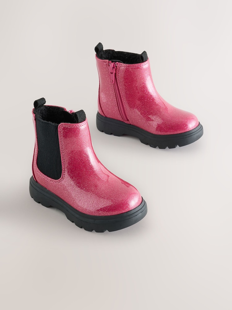 Pink Shimmer Chelsea Chunky Ankle Boots - Image 1 of 5