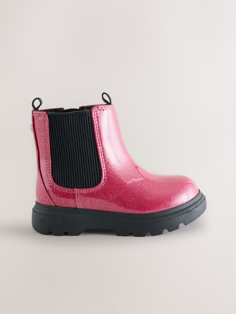 Pink Shimmer Chelsea Chunky Ankle Boots - Image 2 of 5